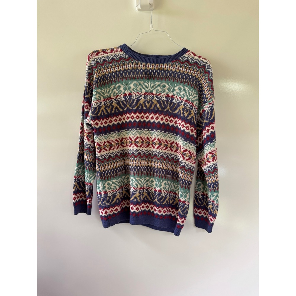 Vintage Cabin Creek Womens Fair Isle Knit Sweater Crewneck Multicolor USA Made L
